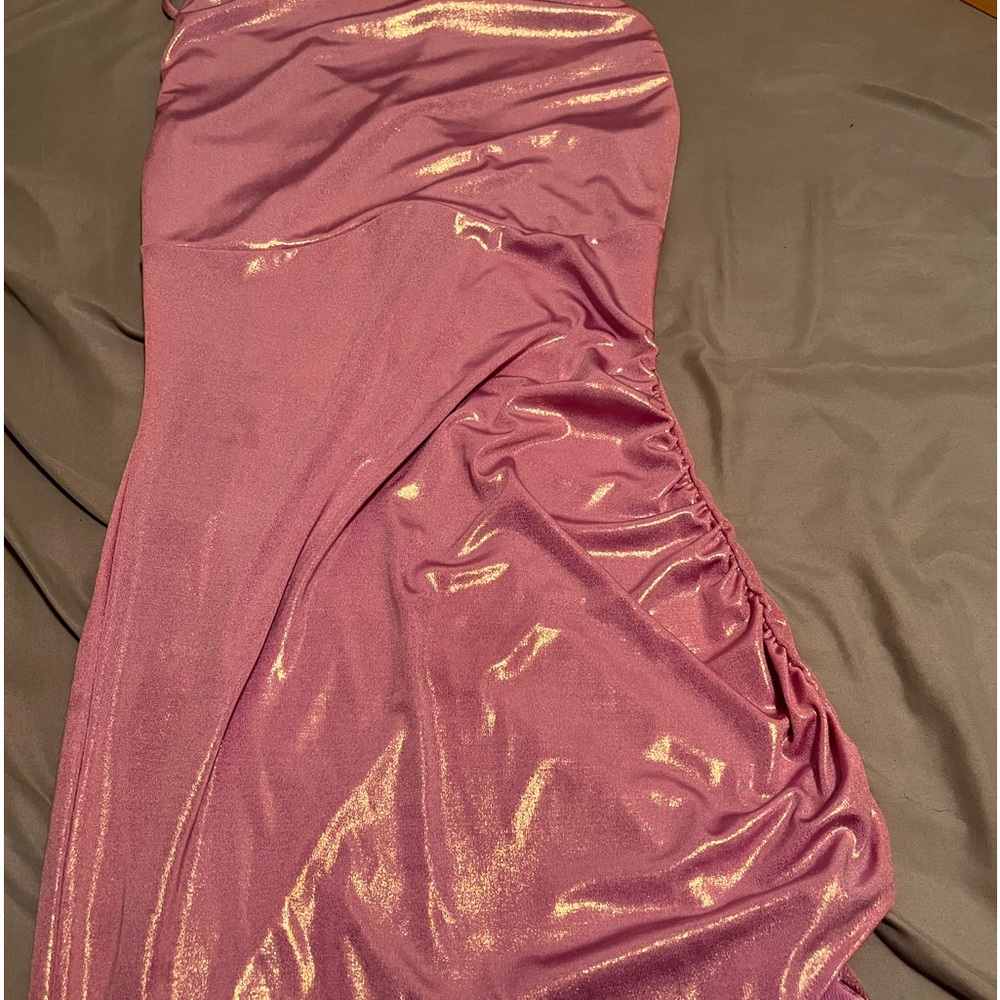 Purple silky dress